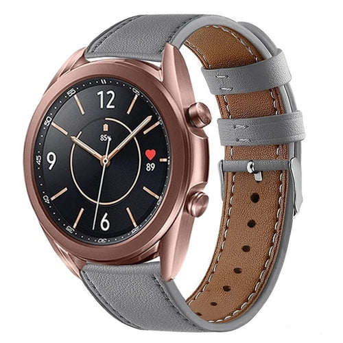 Modern Leather Strap, grey, on a watch, 3/4 front view