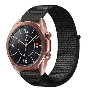 Nylon Strap, black, on a watch, 3/4 front view