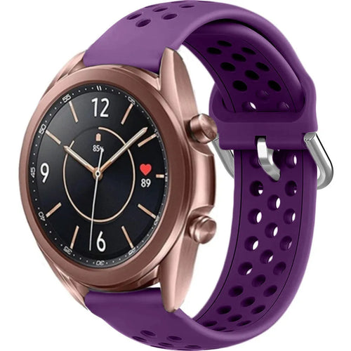 Breathable Silicone Strap, purple, on a watch, 3/4 front view