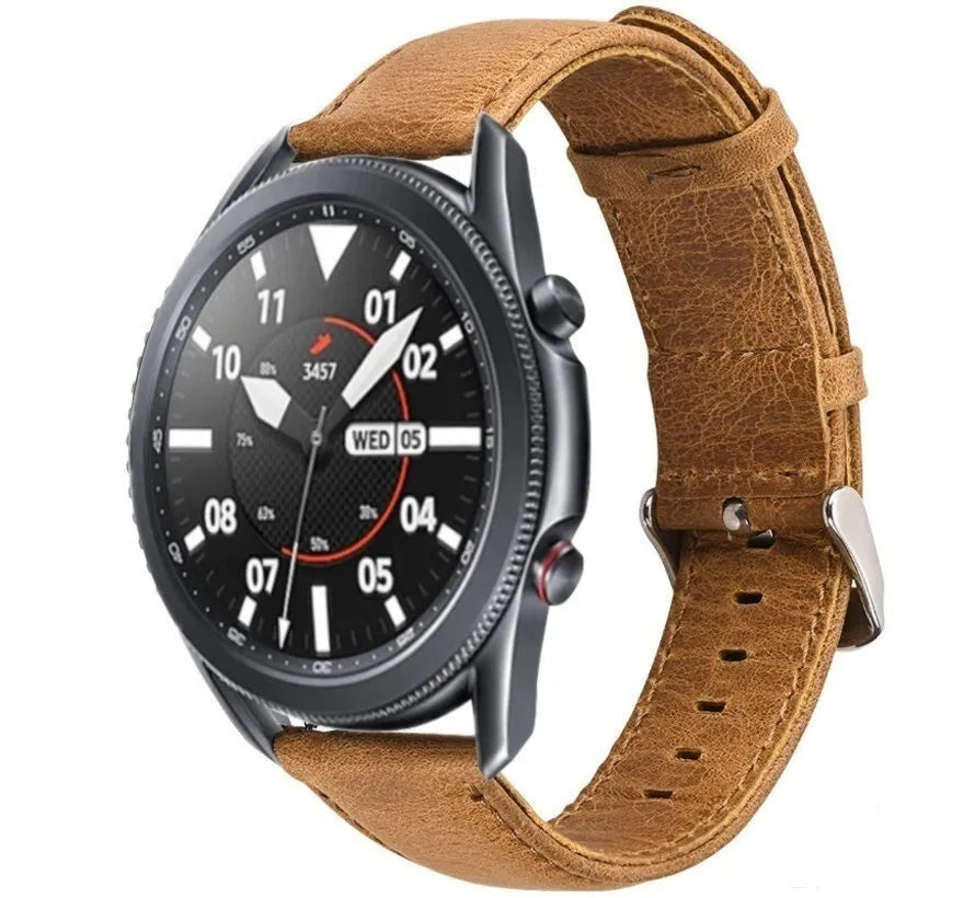 Leather Strap, on a watch, 3/4 front view