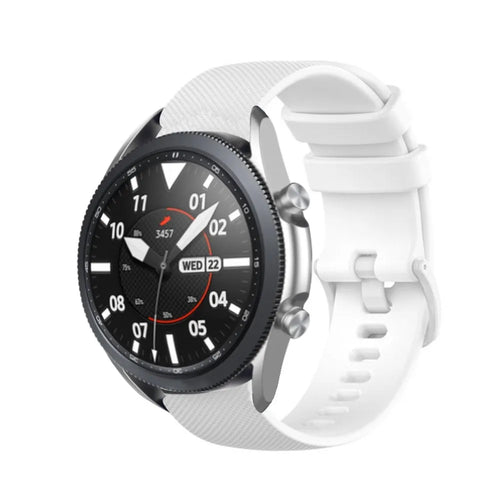Premium Silicone Strap, white, on a watch, 3/4 front view