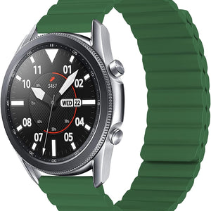 Magnetic Silicone Strap, green, on a watch, 3/4 front view