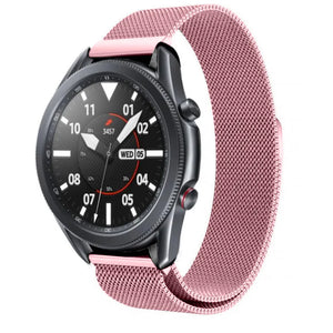 Milanese Strap, pink, on a watch, 3/4 front view