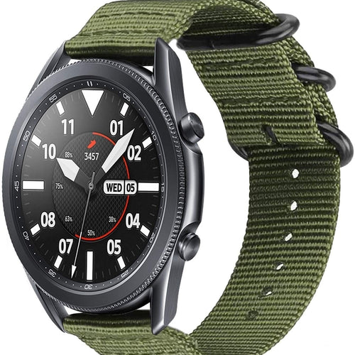 Nylon Buckle Strap, green, on a watch, 3/4 front view