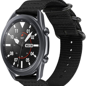 Nylon Buckle Strap, black, on a watch, 3/4 front view