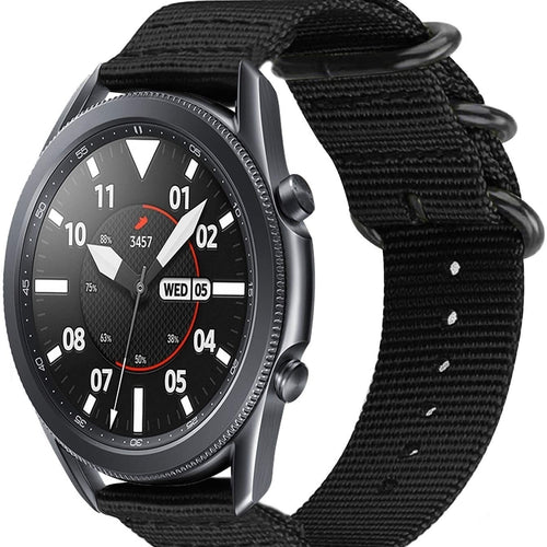 Nylon Buckle Strap, black, on a watch, 3/4 front view
