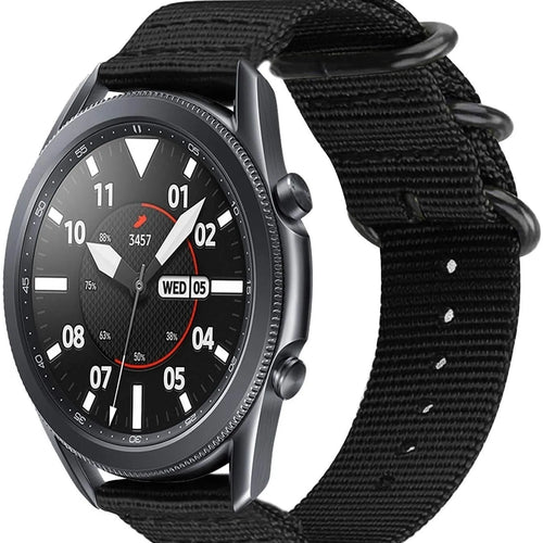 Nylon Buckle Strap, black, on a watch, 3/4 front view
