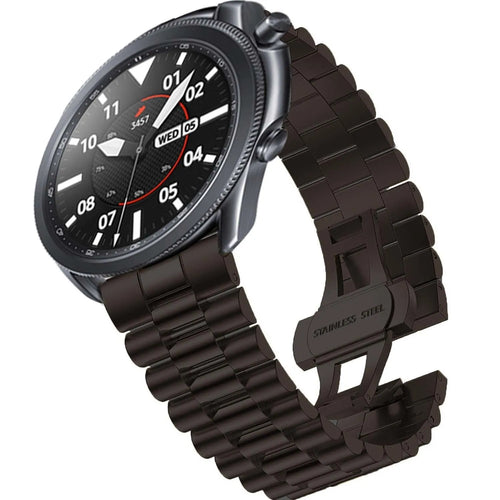 Presidential Steel Strap, black, on a watch, 3/4 front view