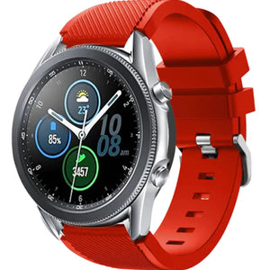Twill Silicone Strap, red, on a watch, 3/4 front view