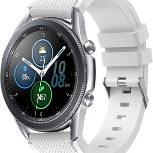 Twill Silicone Strap, white, on a watch, 3/4 front view