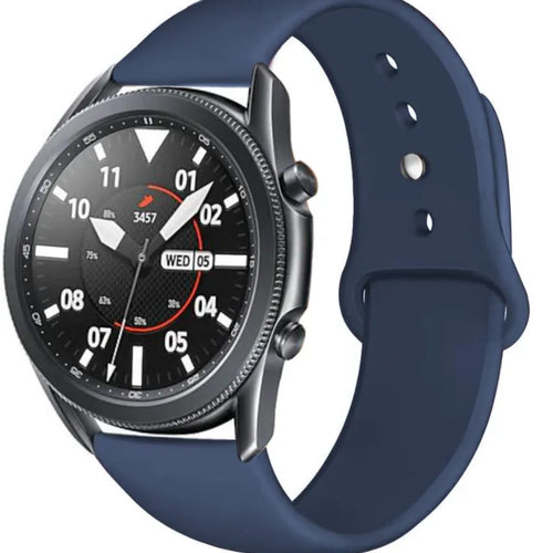 Silicone Sport Strap, dark blue, on a watch, 3/4 front view