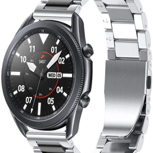 Steel Strap, silver/black, on a watch, 3/4 front view