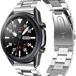 Steel Strap, silver, on a watch, 3/4 front view