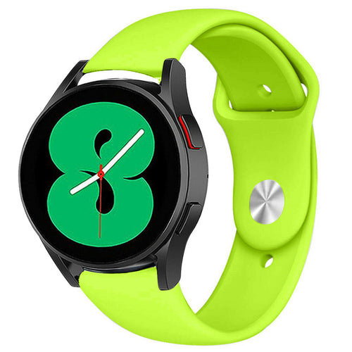 Silicone Sport Strap, light green, on a watch, 3/4 front view