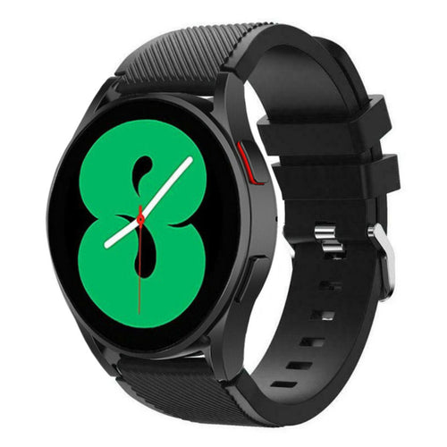 Twill Silicone Strap, black, on a watch, 3/4 front view