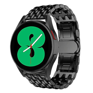 Steel Dragon Strap, black, on a watch, 3/4 front view