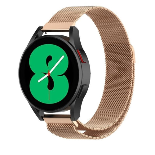 Milanese Strap, rose gold, on a watch, 3/4 front view