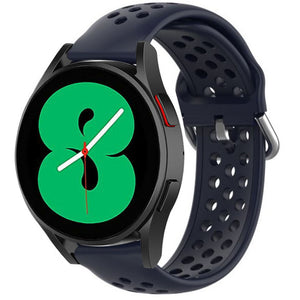 Breathable Silicone Strap, dark blue, on a watch, 3/4 front view