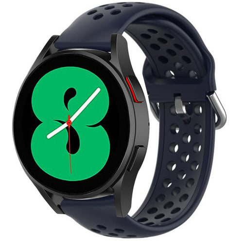 Breathable Silicone Strap, dark blue, on a watch, 3/4 front view