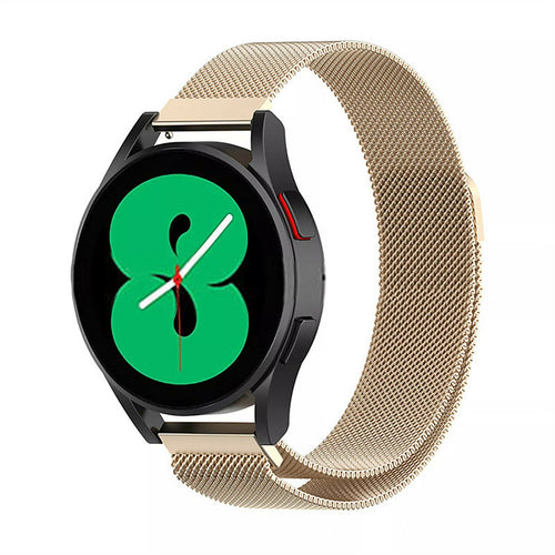 Milanese Strap, champagne, on a watch, 3/4 front view