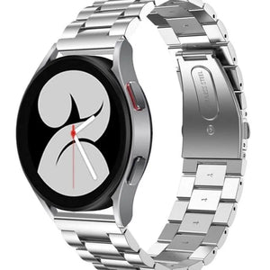 Steel Strap, silver, on a watch, 3/4 front view