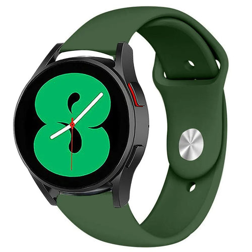 Silicone Sport Strap, army green, on a watch, 3/4 front view