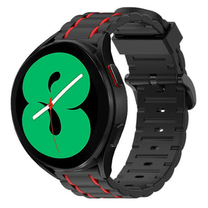 Silicone Strap 'Tough', black/red, on a watch, 3/4 front view