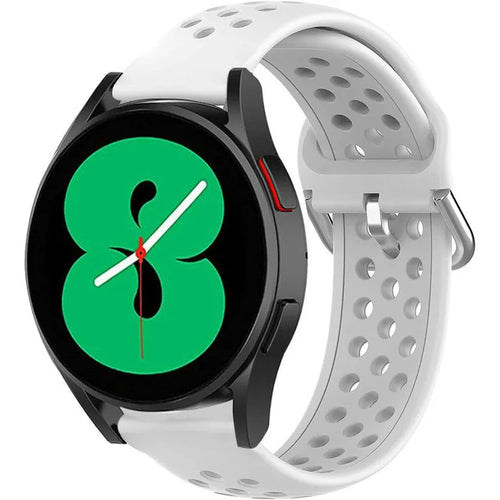 Breathable Silicone Strap, white, on a watch, 3/4 front view