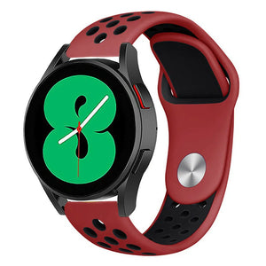 Silicone Sport Strap, red/black, on a watch, 3/4 front view