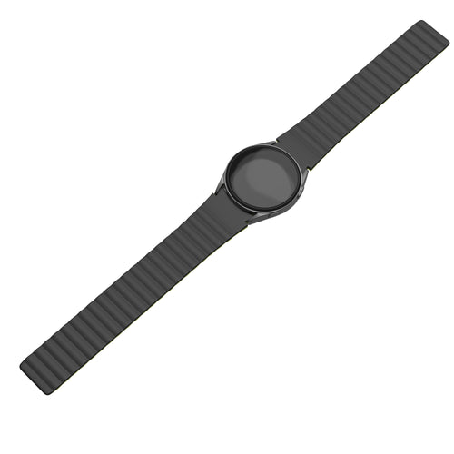 Magnetic Silicone Strap, black/yellow, on a watch, 3/4 front view