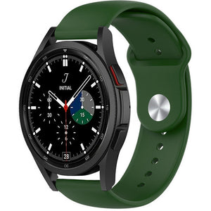 Silicone Sport Strap, army green, on a watch, 3/4 front view