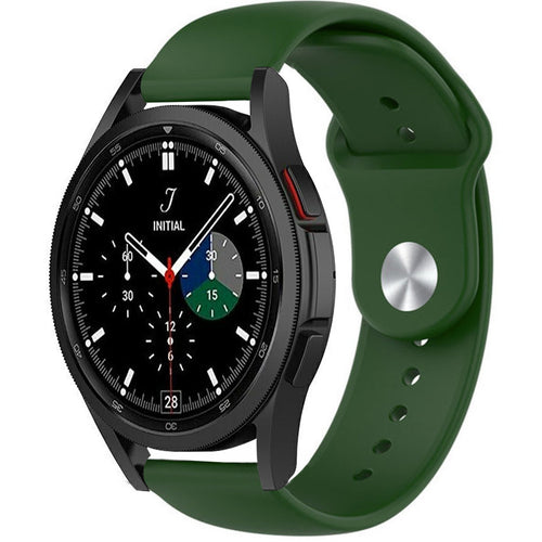 Silicone Sport Strap, army green, on a watch, 3/4 front view