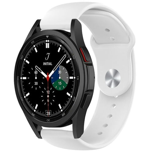 Silicone Sport Strap, white, on a watch, 3/4 front view