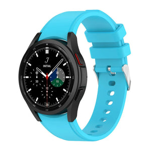 Silicone Strap 'Perfect Fit', light blue, on a watch, 3/4 front view
