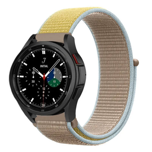 Nylon Strap, camel, on a watch, 3/4 front view