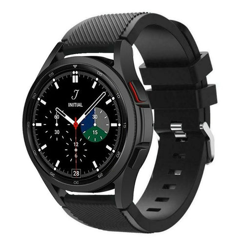 Twill Silicone Strap, black, on a watch, 3/4 front view