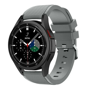 Twill Silicone Strap, grey, on a watch, 3/4 front view