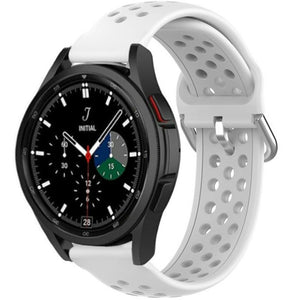 Breathable Silicone Strap, white, on a watch, 3/4 front view
