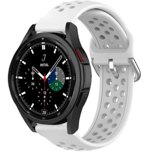 Breathable Silicone Strap, white, on a watch, 3/4 front view