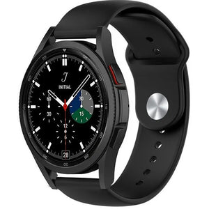 Silicone Sport Strap, black, on a watch, 3/4 front view