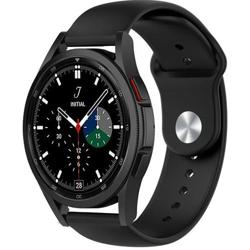Silicone Sport Strap, black, on a watch, 3/4 front view