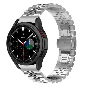 Jubilee Steel Strap, silver, on a watch, 3/4 front view