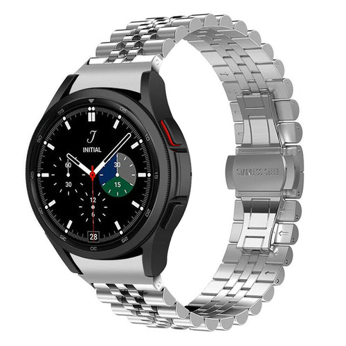 Jubilee Steel Strap, silver, on a watch, 3/4 front view