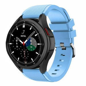 Twill Silicone Strap, sand blue, on a watch, 3/4 front view