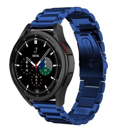 Steel Strap, blue, on a watch, 3/4 front view