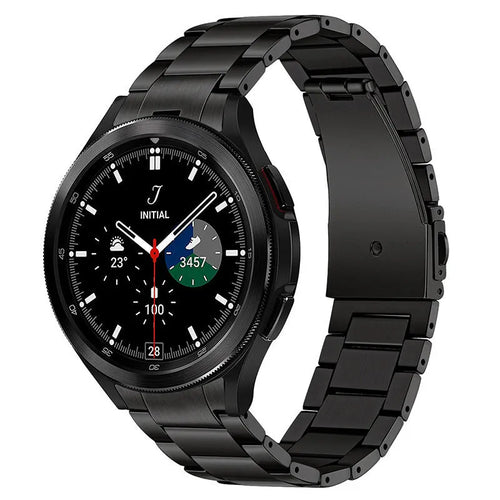 Titanium Strap, black, on a watch, 3/4 front view