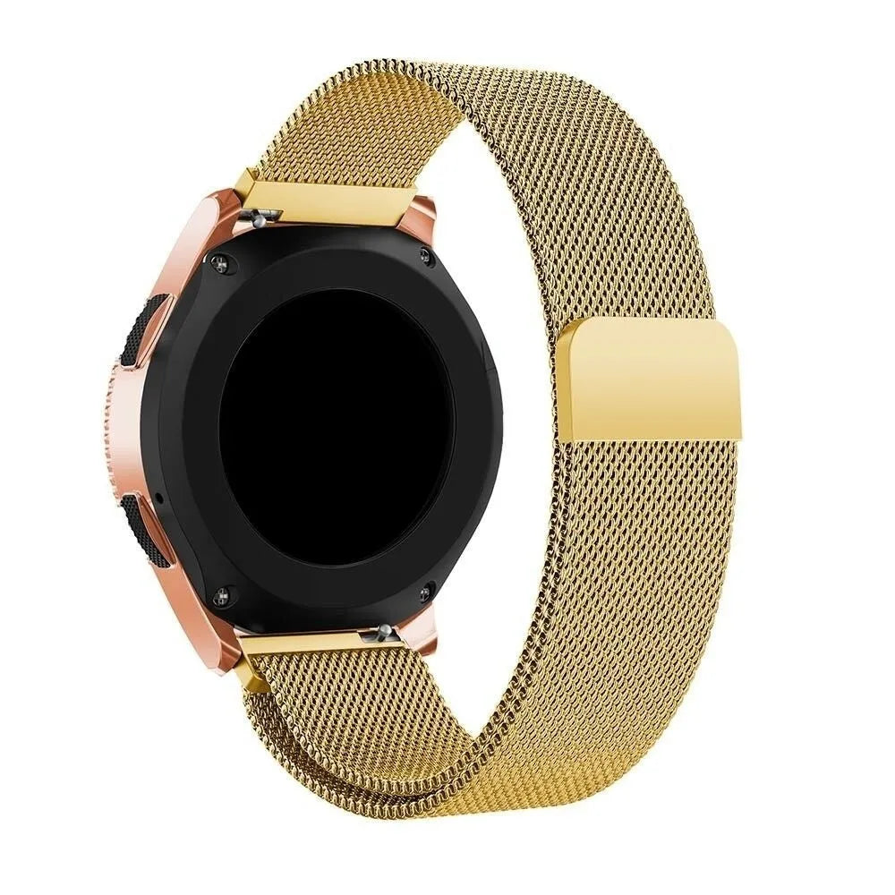 Milanese Strap, gold, on a watch, 3/4 front view