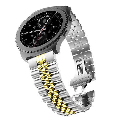 Jubilee Steel Strap, silver/gold, on a watch, 3/4 front view