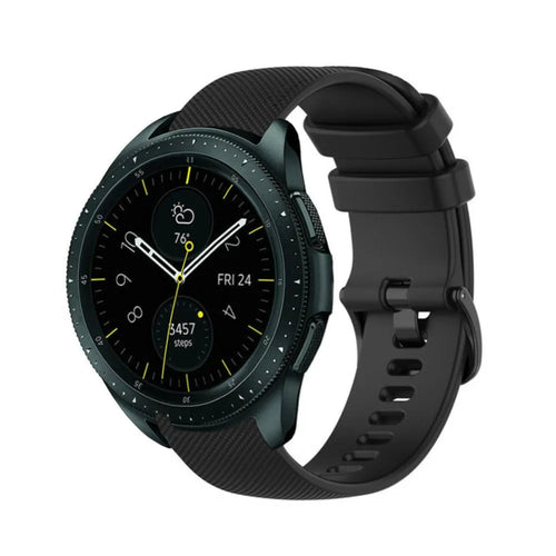 Premium Silicone Strap, black, on a watch, 3/4 front view