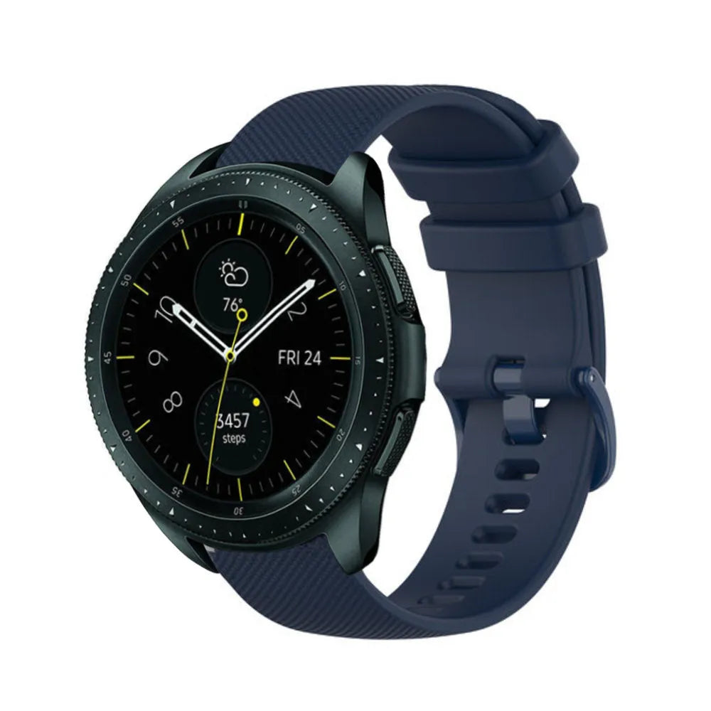 Premium Silicone Strap, dark blue, on a watch, 3/4 front view